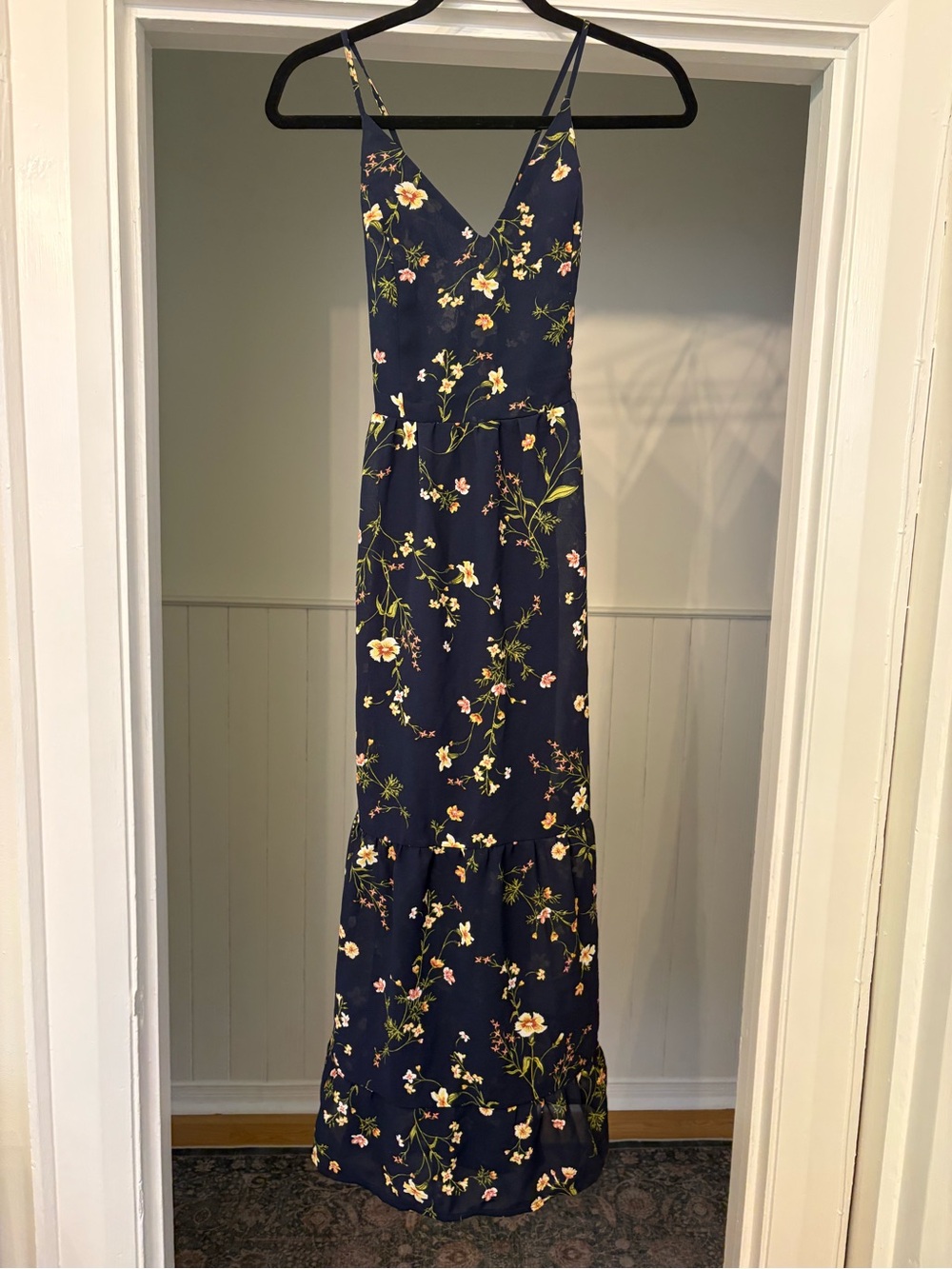 Cupshe Navy Floral Tiered Maxi Dress - Picture 4 of 4